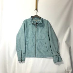 The North Face Women's Medium Light Blue Suede Shell Sherpa Lined Full Zip